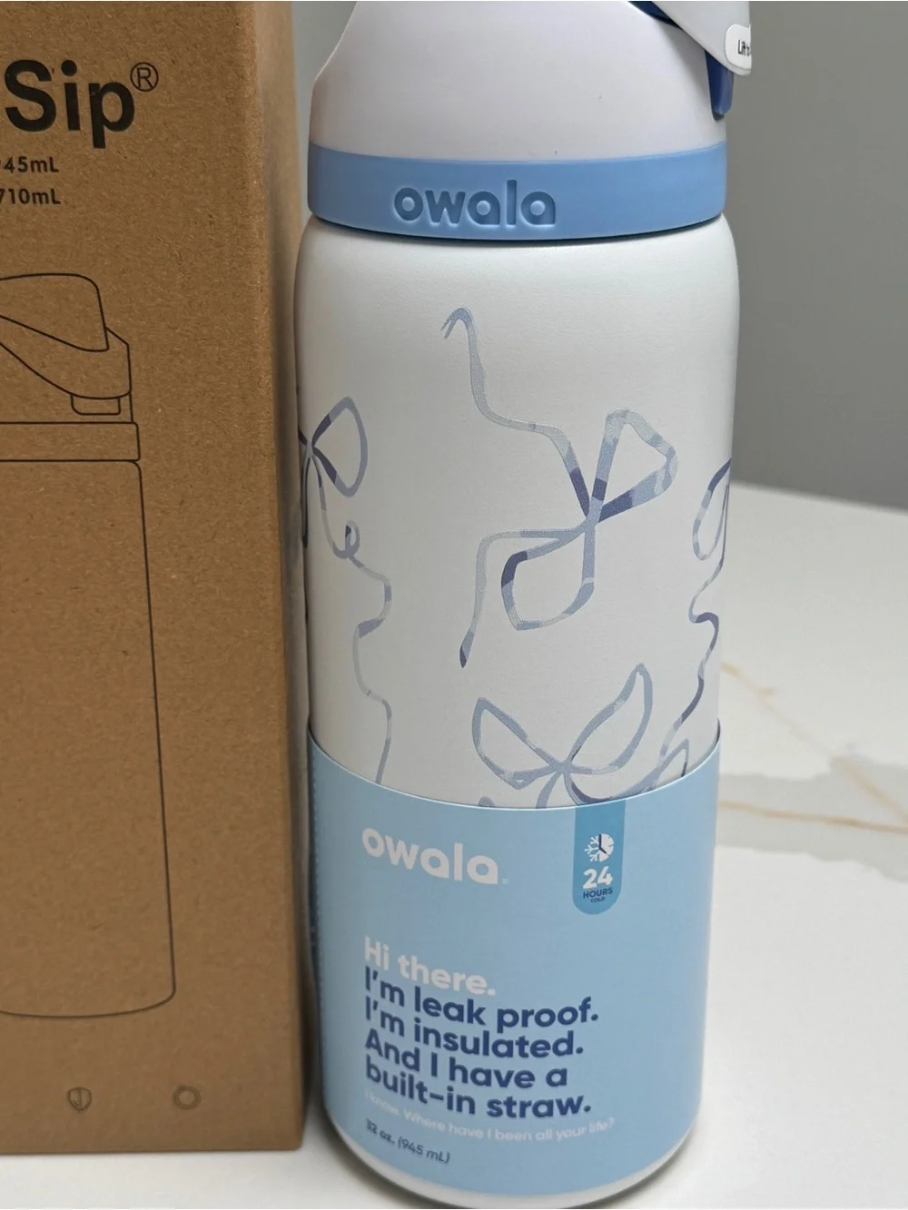 NWT Owala Tied & True Blue Bows 32oz FreeSip UO Exclusive Bowala